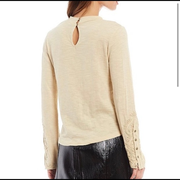 Free People cream long sleeves embroidered boho - Picture 4 of 6